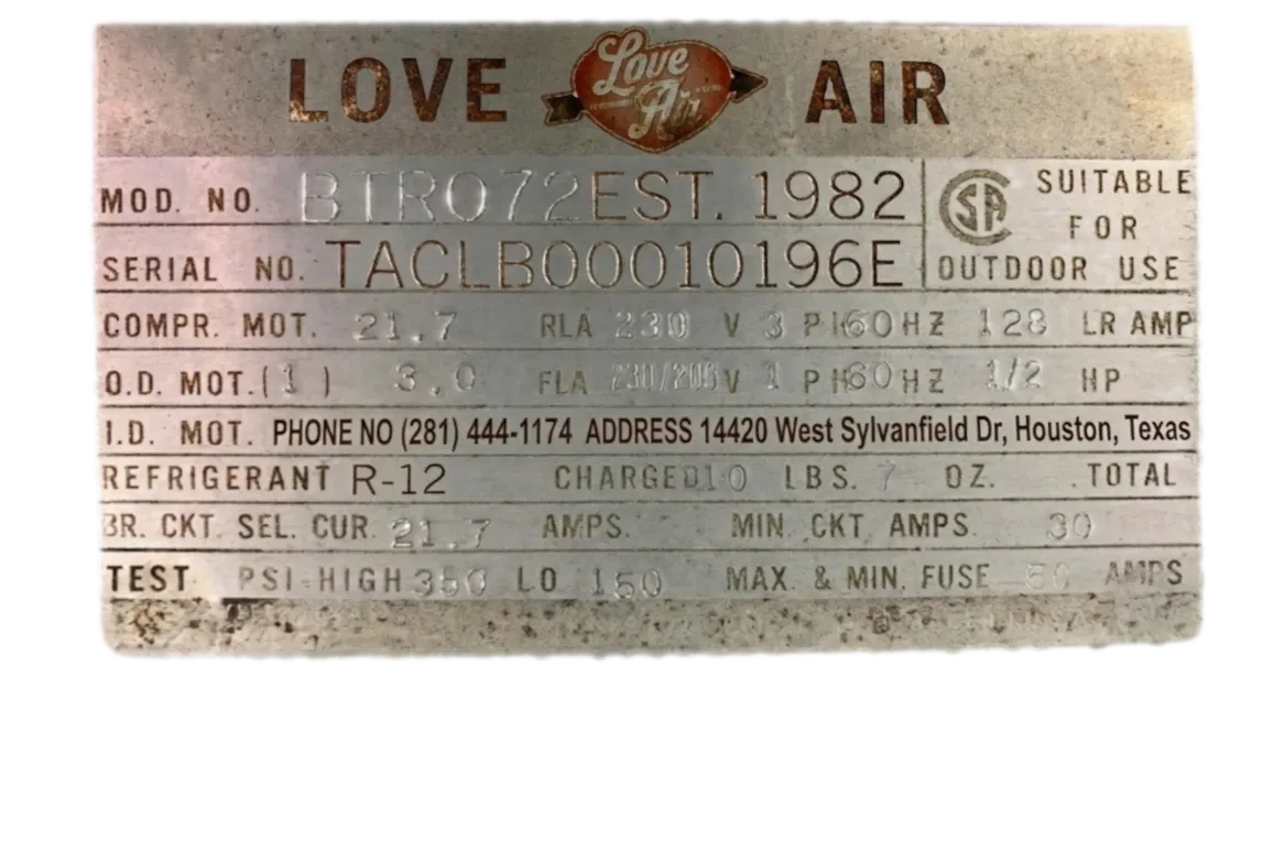 Love Air Data Plate